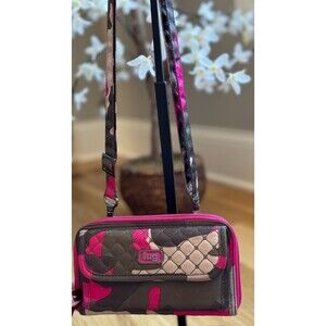 LUG Infinity Collection Kickflip Convertible Cross Body Wristlet Pink Camo Walle